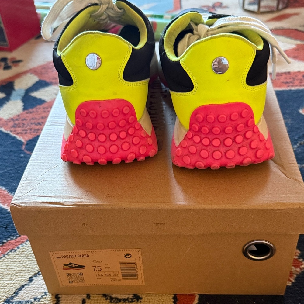 Women's Neon Yellow and Pink Athletic Shoes